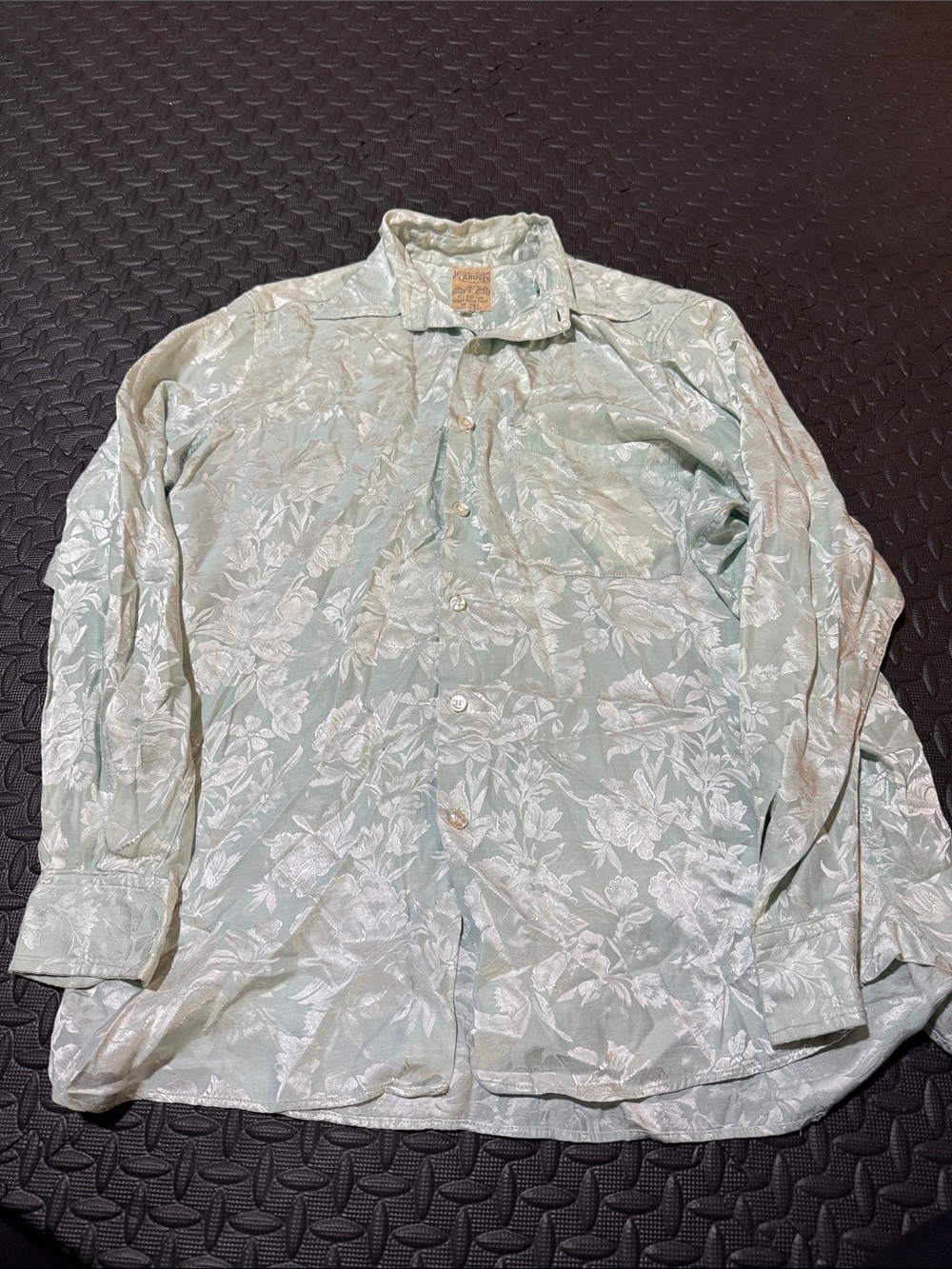 Strongshirts Abuse Light Mint Floral Button-Up Shirt Medium